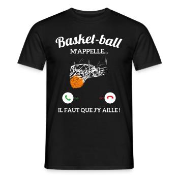 Le Basketball m'appelle faut que j'y aille ! - T-shirt homme - noir - Devant - AI Model Male 178 light (178cm)