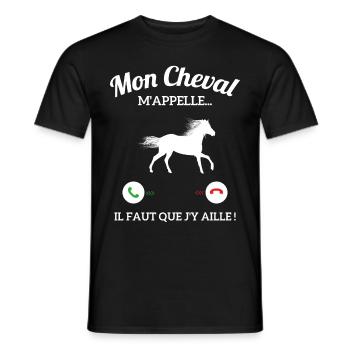 Mon Cheval M'appelle Il Faut Que J'y Aille - T-shirt homme - noir - Devant - AI Model Male 178 light (178cm)