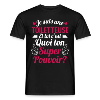 Je suis une Toiletteuse c'est mon super pouvoir - T-shirt homme - noir - Devant - AI Model Male 178 light (178cm)