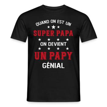 Un Super Papa On Devient Un Papy Génial - T-shirt homme - noir - Devant - AI Model Male 178 light (178cm)