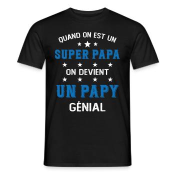 Un Super Papa On Devient Un Papy Génial - T-shirt homme - noir - Devant - AI Model Male 178 light (178cm)