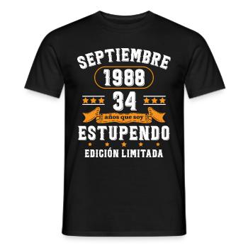 34 Ans Anniversaire Vintage Né(e) Septembre 1988 - T-shirt homme - noir - Devant - AI Model Male 178 light (178cm)