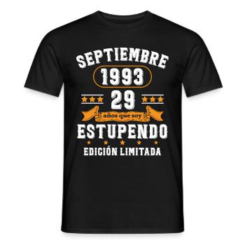 29 Ans Anniversaire Vintage Né(e) Septembre 1993 - T-shirt homme - noir - Devant - AI Model Male 178 light (178cm)