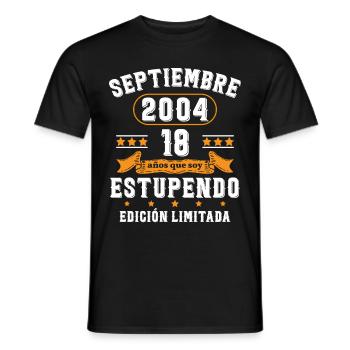 18 Ans Anniversaire Vintage Né(e) Septembre 2004 - T-shirt homme - noir - Devant - AI Model Male 178 light (178cm)