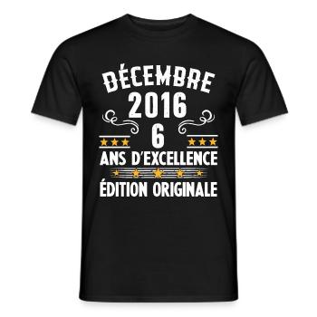 6 Ans Anniversaire Vintage Né(e) en Décembre 2016 - T-shirt homme - noir - Devant - AI Model Male 178 light (178cm)