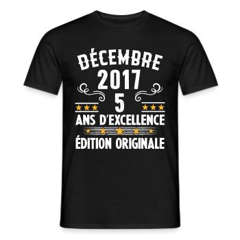 5 Ans Anniversaire Vintage Né(e) en Décembre 2017 - T-shirt homme - noir - Devant - AI Model Male 178 light (178cm)