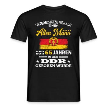 Anniversaire 65 ans Ossi RDA Né Vieil homme - T-shirt homme - noir - Devant - AI Model Male 178 light (178cm)