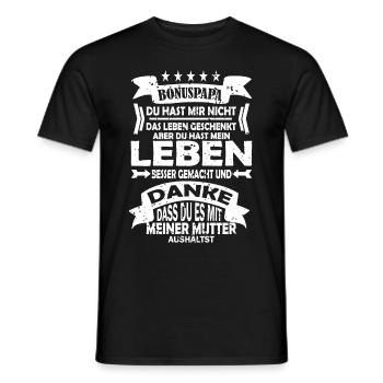 Papa mit Bonus Bester Bonusvater Stiefvater - Männer T-Shirt - Schwarz - Vorne - AI Model Male 178 light (178cm)