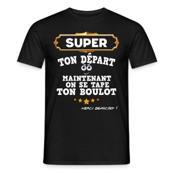 Collègue départ boulot cadeau humour - T-shirt homme - noir - Devant - AI Model Male 178 light (178cm)