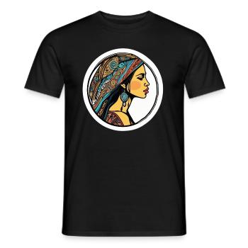 Autocollant Hippie Girl - T-shirt homme - noir - Devant - AI Model Male 178 light (178cm)