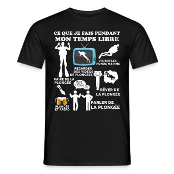 Plongée Sous Marine Temps Libre - T-shirt homme - noir - Devant - AI Model Male 178 light (178cm)