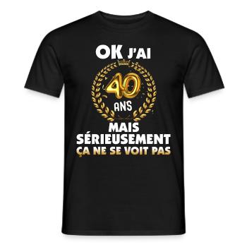 C'est Ok J'ai 40 Ans Citation Humour - T-shirt homme - noir - Devant - AI Model Male 178 light (178cm)