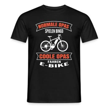 E-Bike Normal Grandpa Riding Bicycle with Battery Biking - Men's T-Shirt - black - Front - AI Model Male 178 light (178cm)