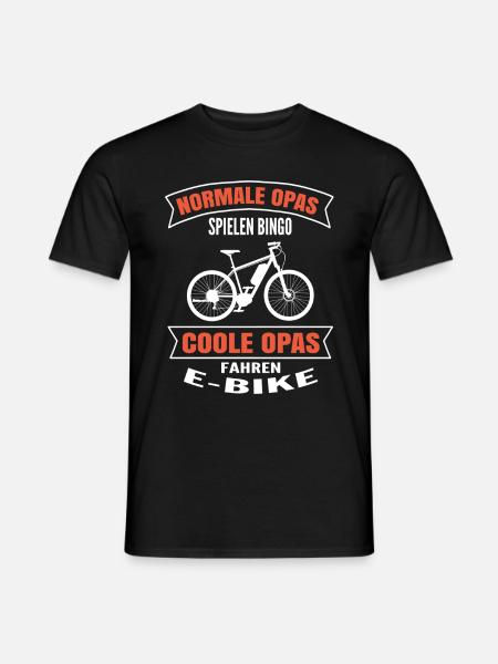 E-Bike Normale Opas Fahren Fahrrad mit Akku Biken - Männer T-Shirt - Schwarz