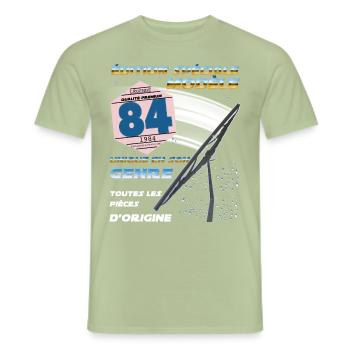 Vignette Auto 84 Années 80 Vintage Homme Femme - T-shirt homme - vert sauge - Devant - AI Model Male 178 light (178cm)