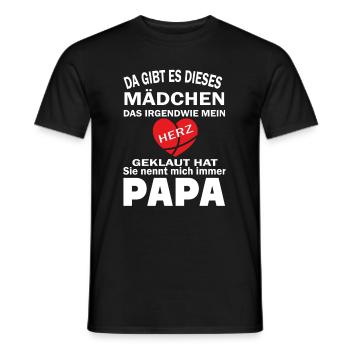Geburt Kinder Vater Familie Herz Mädchen Papa - Männer T-Shirt - Schwarz - Vorne - AI Model Male 178 light (178cm)