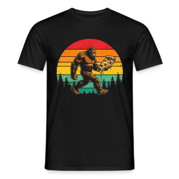 Bigfoot Pizza Lover Sasquatch Retro Sonne 80er - Männer T-Shirt - Schwarz - Vorne - AI Model Male 178 light (178cm)
