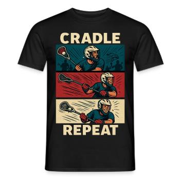 Berceau. Déchirer. Répéter. – Routine de crosse - T-shirt homme - noir - Devant - AI Model Male 178 light (178cm)