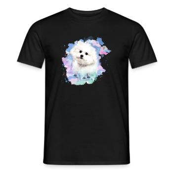 bichon frisé, malteser, dog, watercolour, watercolour - Men's T-Shirt - black - Front - AI Model Male 178 light (178cm)