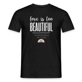 Love Is Too Beautiful LGBT Gay Pride Rainbow Flag - Men's T-Shirt - black - Front - AI Model Male 178 light (178cm)