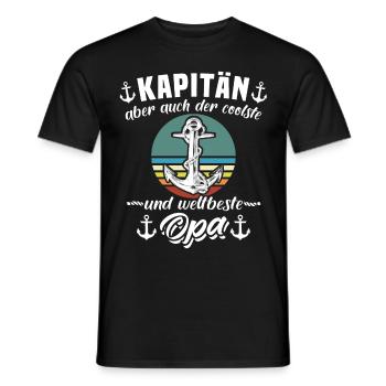 Kapitän Opa Boot Segelboot Sprüche Opas - Männer T-Shirt - Schwarz - Vorne - AI Model Male 178 light (178cm)