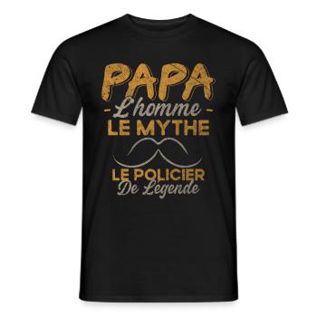 Papa Le Policier De Légende Cadeau Humour - T-shirt homme - noir - Devant - AI Model Male 178 light (178cm)