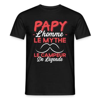 Papy Le Campeur De Légende Cadeau Camping Humour - T-shirt homme - noir - Devant - AI Model Male 178 light (178cm)