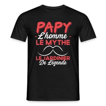 Papy Le Jardinier Légende Cadeau Jardinage Humour - T-shirt homme - noir - Devant - AI Model Male 178 light (178cm)
