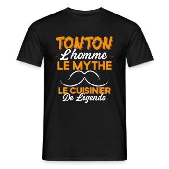 Tonton Le Cuisinier Légende Cadeau Cuisine Humour - T-shirt homme - noir - Devant - AI Model Male 178 light (178cm)