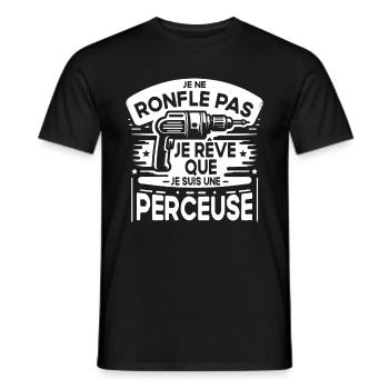 Perceuse Humour Bricolage pour Papa Bricoleur - T-shirt homme - noir - Devant - AI Model Male 178 light (178cm)