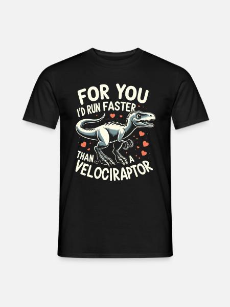 Velociraptor Humor Valentinstag Dinosaurier Geschenk - Männer T-Shirt - Schwarz