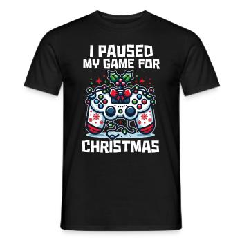 Game on Break for Christmas Gift Humor Geek - Men's T-Shirt - black - Front - AI Model Male 178 light (178cm)