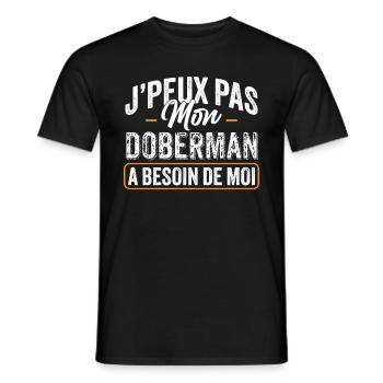 J'Peux Pas Mon Doberman A Besoin De Moi - T-shirt homme - noir - Devant - AI Model Male 178 light (178cm)