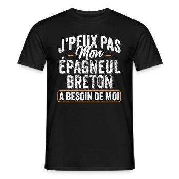 J'Peux Pas Mon Épagneul Breton A Besoin De Moi - T-shirt homme - noir - Devant - AI Model Male 178 light (178cm)