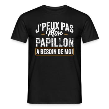 J'Peux Pas Mon Papillon A Besoin De Moi - T-shirt homme - noir - Devant - AI Model Male 178 light (178cm)