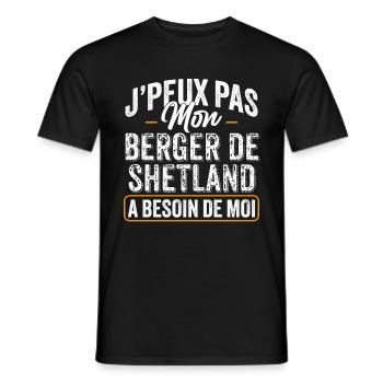 J'Peux Pas Mon Berger de Shetland A Besoin De Moi - T-shirt homme - noir - Devant - AI Model Male 178 light (178cm)