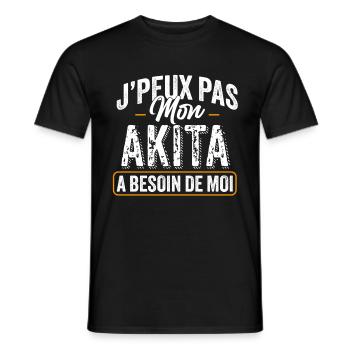 J'Peux Pas Mon Akita A Besoin De Moi - T-shirt homme - noir - Devant - AI Model Male 178 light (178cm)