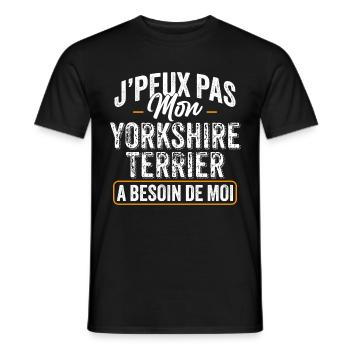 J'Peux Pas Mon Yorkshire Terrier A Besoin De Moi - T-shirt homme - noir - Devant - AI Model Male 178 light (178cm)