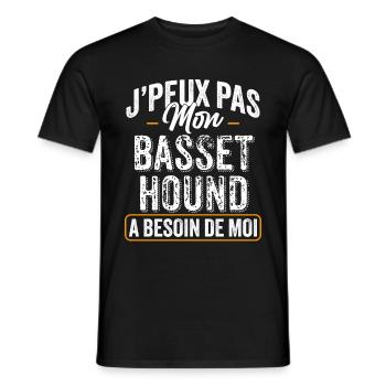 J'Peux Pas Mon Basset Hound A Besoin De Moi - T-shirt homme - noir - Devant - AI Model Male 178 light (178cm)