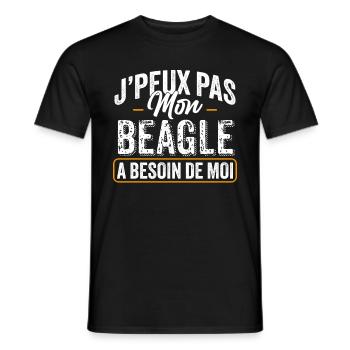 J'Peux Pas Mon Beagle A Besoin De Moi - T-shirt homme - noir - Devant - AI Model Male 178 light (178cm)