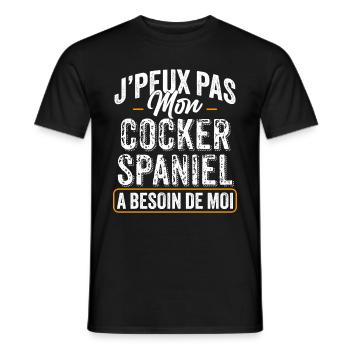 J'Peux Pas Mon Cocker Spaniel A Besoin De Moi - T-shirt homme - noir - Devant - AI Model Male 178 light (178cm)