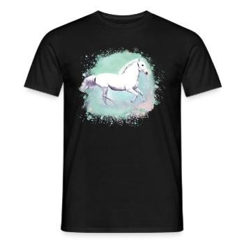 Schimmel,,weisses Pferd, pferd, Malerei,grün - Männer T-Shirt - Schwarz - Vorne - AI Model Male 178 light (178cm)