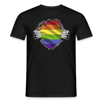 LGBTQ - Gay Pride - Rainbow - Gay INSIDE - Men's T-Shirt - black - Front - AI Model Male 178 light (178cm)