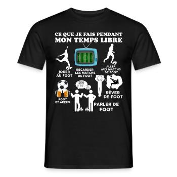 Foot temps libre Idée Cadeau Footballeur Apéritif - T-shirt homme - noir - Devant - AI Model Male 178 light (178cm)