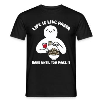 Life is like pasta, hard until you make it - Men's T-Shirt - black - Front - AI Model Male 178 light (178cm)