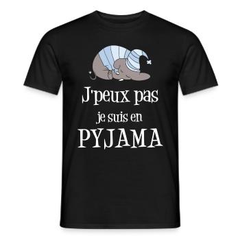 T-shirt j'peux pas j'suis en pyjama - T-shirt homme - noir - Devant - AI Model Male 178 light (178cm)