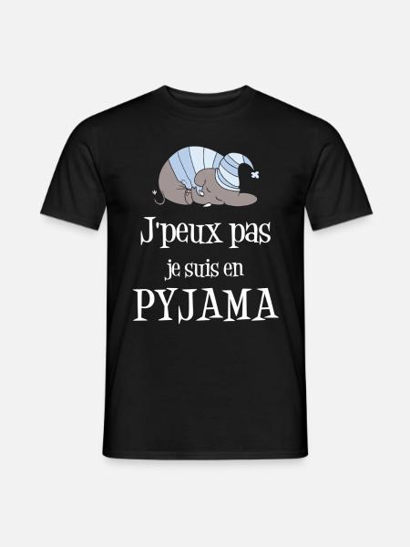 T-shirt j'peux pas j'suis en pyjama - T-shirt homme - noir