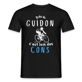 Près du guidon c'est loin des cons cadeau - T-shirt homme - noir - Devant - AI Model Male 178 light (178cm)
