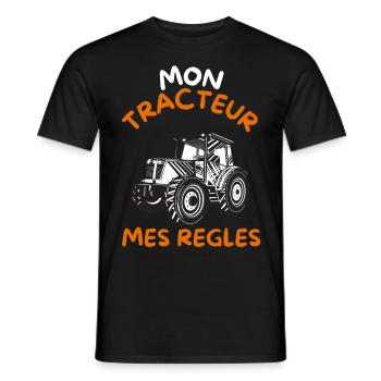 Mon tracteur mes regles cadeau - T-shirt homme - noir - Devant - AI Model Male 178 light (178cm)