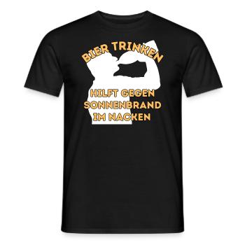 Bier trinken hilft gegen Sonnenbrand im Nacken - Männer T-Shirt - Schwarz - Vorne - AI Model Male 178 light (178cm)